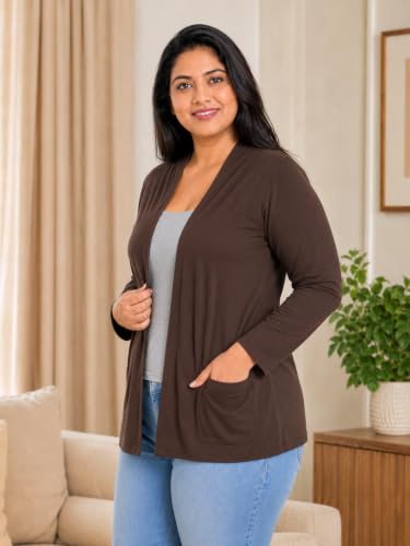 Image of In Love Women's Solid Open Front Shrug with Pockets