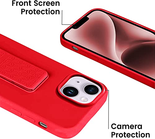 Coque silicone iPhone 14 Plus flexible rouge avec dragonne et béquille