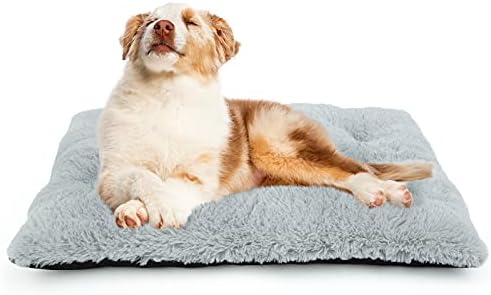 AIPERRO Dog Bed Crate Pad for Small Medium Large Dogs, Deluxe Fleece Plush Washable Fur Pet Bed Anti Slip Kennel Cushion Mat, Grey (Medium-35″ x 23″)