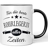 JUNIWORDS Tasse, Für die beste Rohrlegerin aller Zeiten, Schwarz (6099046)