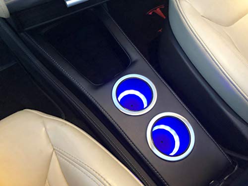 Portavasos con LED premium para consola frontal Tesla miniatura 2