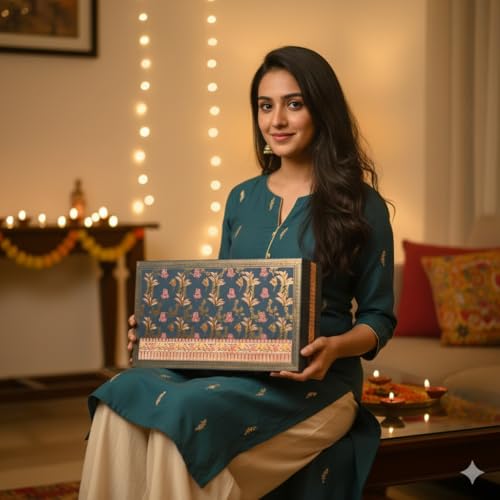 Image of Fruitri Premium Diwali Gift Hamper with Almonds, Cashews, Assorted Chocolates, Diyas & Wax Candles - Luxury Festive Gift Box with Greeting Card for Family, Friends & Corporate Gifting