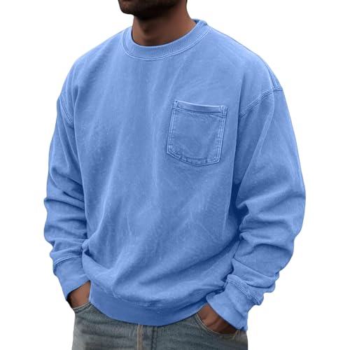 Pull homme hiver fin col rond chaud manches longues confort thermique