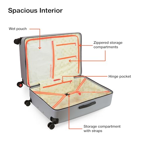 Image of Nasher Miles Zanzibar TSA Lock Hard-Sided Polycarbonate 8 Wheels Double Spinner Check-in Luggage Orange Grey 24 inch |65cm Trolley Bag| Suitcase,Medium