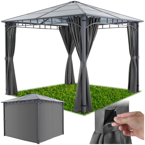 tectake® Aluminium Pavillon wetterfest mit 4 Seitenteilen, Sonnenschutz oder Regenschutz Überdachung freistehend für Terrasse, Balkon, als Gartenpavillon, großes Zelt als Event Shelter - 3x3 m tectake® Aluminium Pavillon wetterfest mit 4 Seitenteilen, Sonnenschutz oder Regenschutz Überdachung freistehend für Terrasse, Balkon, als Gartenpavillon, großes Zelt als Event Shelter - 3x3 m