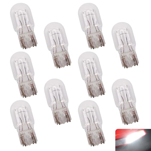 Hugwits 10 PCS 7443 T20 Long Life Miniature Bulbs, Super Bright T20 Halogen Bulbs, 21/5 W Car Brake Light Turn Signal Side Marker Tail Light Bulb Standard Replacement for Cars, Trucks, SUVs (White)