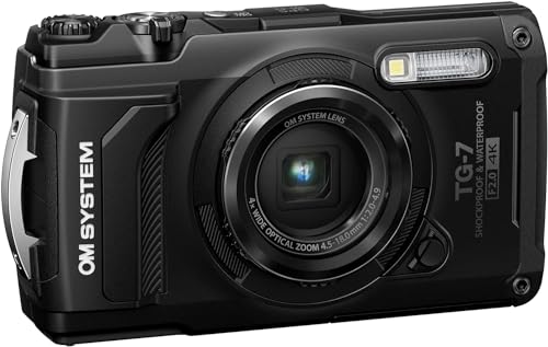 OM SYSTEM Olympus Tough TG-7 Black Underwater Camera, Waterproof, Freeze Proof, High Resolution Bright, 4K Video 44x Macro Shooting (Successor Olympus TG-6)