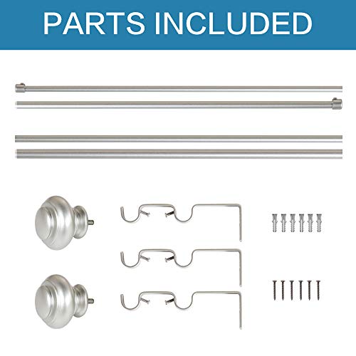 H.Versailtex PART-HVRODS-DOUBLE-701-4884-NICKEL Elegant Window Treatment Telescoping Double Curtain Rod Set With Classic Cap, 3/4-Inch Diameter, Adjusts From 48 To 84 Inches, Nickel thumb #2