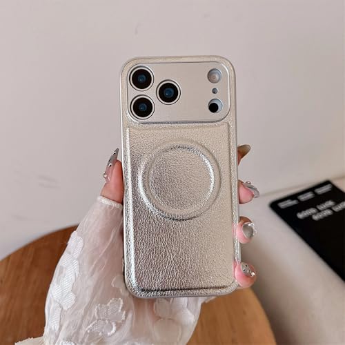 Étui en cuir iPhone 12 Pro Max argent : la protection magnétique de luxe