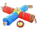 AFYHH Rabbit Guinea-Pig Tunnel Toys - Collapsible 4 Way Rabbit Guinea Pig Bunny Tunnel Tube Accessories Hideaway House Beds for Small Animals Hides Running Hiding