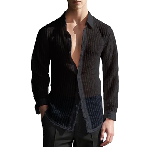T-shirt en maille transparent pour homme avec détails en dentelle et manches courtes