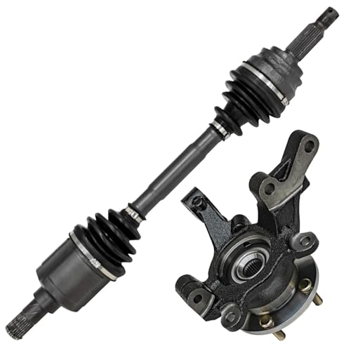 Image of Detroit Axle - Front Left Steering Knuckle and Wheel Hub Bearing CV Axle Shaft Assembly Replacement for 2007-2011 Dodge Caliber - 2pc Set