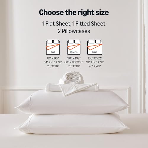 Image of Amazon Basics Jersey Knit 4-Piece Sheet Set, Wrinkle Free and Easy Fit, Includes 16 inch Deep Pocket Fitted Sheet, 1 Flat Sheet and 2 Pillowcases, Queen, White