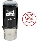 Round Teacher Stamp - FROWN FACE 3 - Red Ink