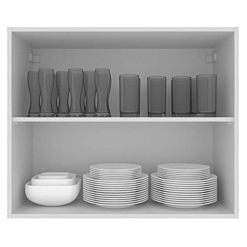 Armário Aéreo Madesa Acordes 100% MDF 80 cm 2 Portas - Branco/Rustic