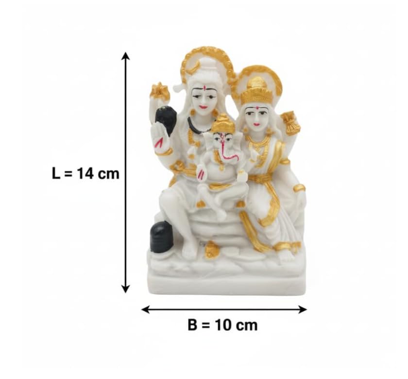Image of Divine Shiva Parvati Ganesh Marble Look Shiv Parivar Idol for Home Mandir Pooja Office Decoration and Gifting