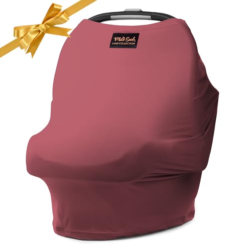 Image of Milk Snob Original 5-in-1 Luxe Cover in Ash Rose - Added Privacy for Breastfeeding, Baby Car Seat, Carrier, Stroller, High Chair, Shopping Cart, Lounger Canopy, Newborn Essentials, Nursing Top