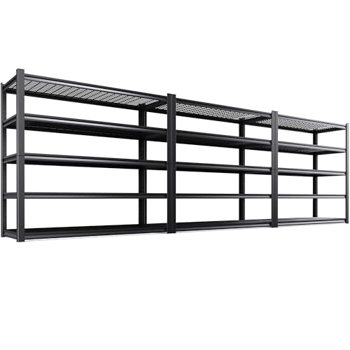 Image of 3-Pack Heavy Duty Garage Shelving for Large Storage & Whole Garage Organization, 72 inchH x 59 inchW x 20 inchD Adjustable 5-Tier All Metal Wire Shelf for Tools,Storage Bins,Bulk Items,Warehouse&Workshop