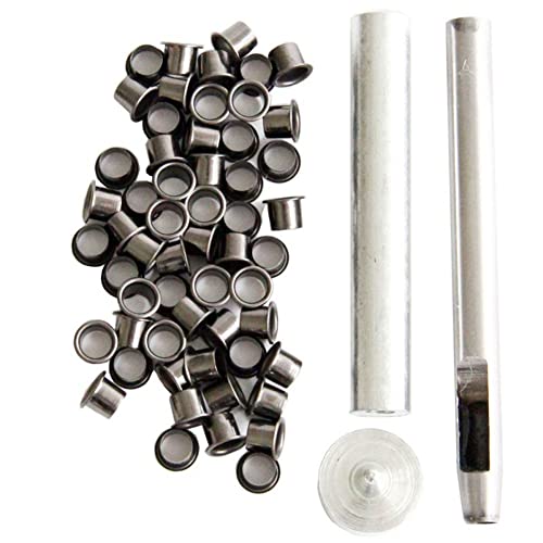 Tokiudeeir Kydex Hole Punch Tool Kit with 50 Gunmetal Eyelets (6mm) for DIY Kydex Sheath, Photo Color