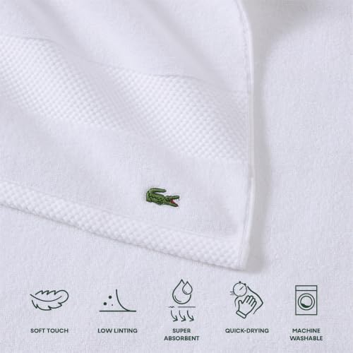 Lacoste Heritage 100 Supima Cotton Bath Towel 30" x 54", White - image 4