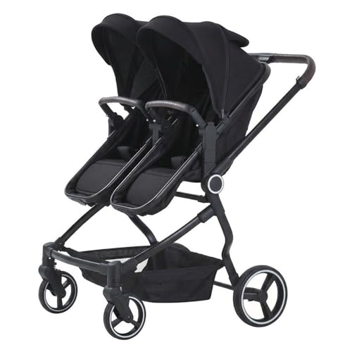 TALENBEEN Cochecito doble para bebés y niños pequeños, ligero lado a lado, diseño delgado de 26.8 pulgadas que se adapta a puertas, cochecito de viaje plegable compacto, reclinable independiente