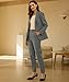 Women's Fashion Casual Suits Slim Fit 2 Piece Dressy Formal Business Office Blazer Pants Suits Gray Size 22