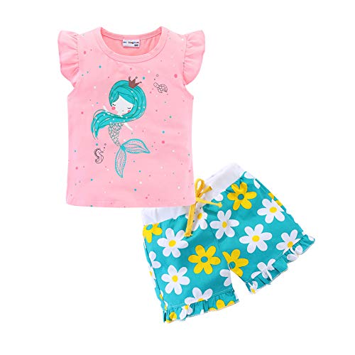 Mud Kingdom Boutique Mermaid Shorts Set for Toddler Girls Pink ...