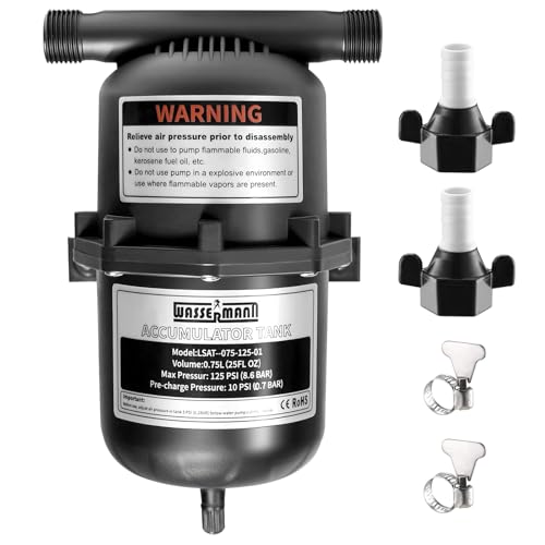 Image of WASSERMANN Pre-Pressurized Accumulator Tank,25.3 oz (0.75L) 125 PSI Water Pump Flow Control with Internal Bladder Reduced Pump Cycling, Suitable for RV, Boat, Travel Trailer, Caravan