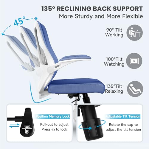 Image of Comfy Office Chair, Adjustable Lumbar Support Desk Chair, Blue