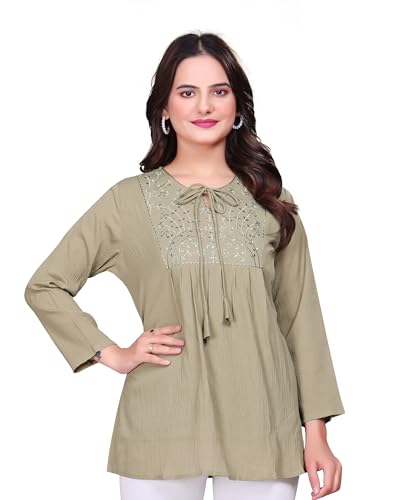 Image of Women's Tunics - Stylish & Comfortable Kurti for Women | Elegant 3 /4 Sleeve Designer Tunic Tops for Women | Indian Ethnic Short Kurti for Casual, Festive