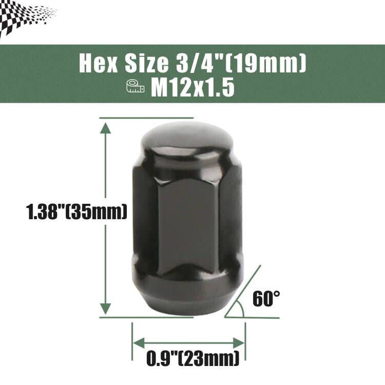 Glorider M12x15 Lug Nuts Black, 24Pcs 12x15 Aftermarket
