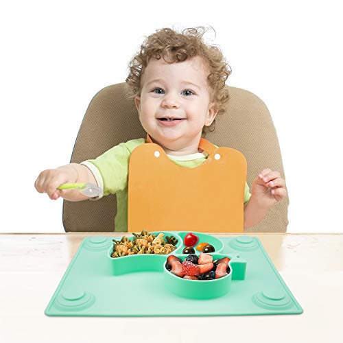 image for SILIVO Baby Placemat with Baby Spoons (2 Sets) - 2X Silicone Baby Plat