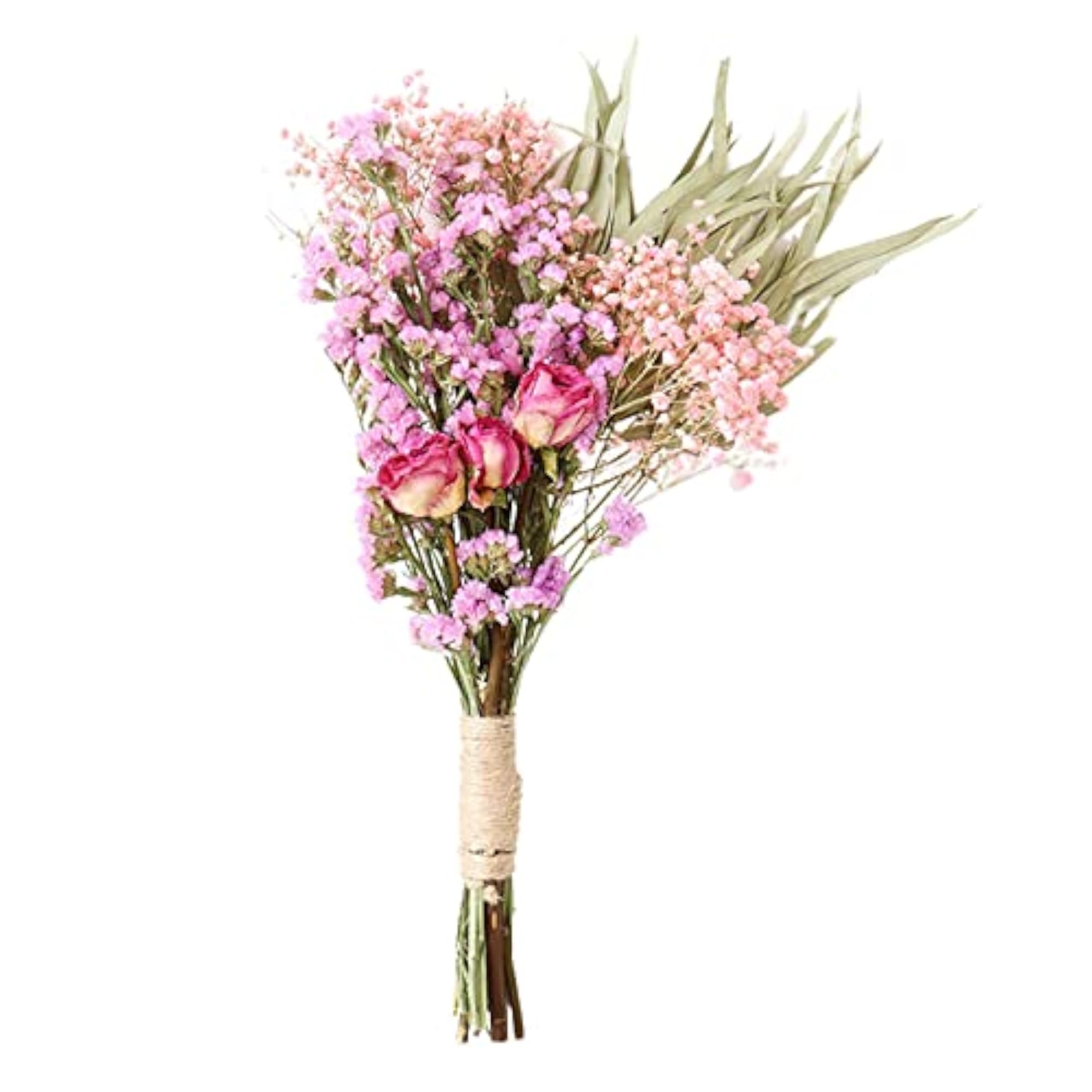 2pcs Dried Flowers Bouquets Wedding Boho Gold Pink