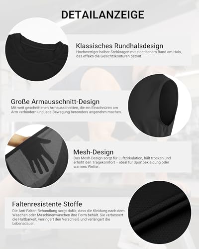MEETYOO 3/5 Pack Tank Top Herren Sport, Muskelshirts Herren & Unterhemd Herren - Leicht, Feuchtigkeitsableitend, Schnelltrocknend, Ideal für Das Gym Oder Den Alltag 5