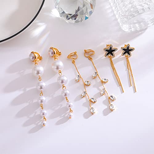 15 Pairs Gold Clip On Earrings Set For Women Teen Girls Cz Simulated Pearl Clip On Earrings For Girls Hypoallergenic Non Pierced Earrings Jewelry Gift #TOP2