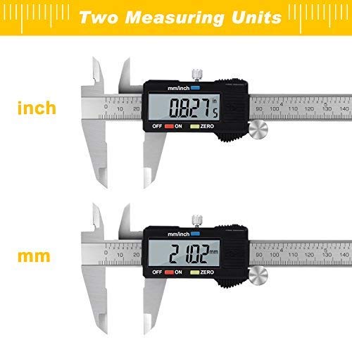 Digital Caliper, Adoric Electronic Digital Caliper Stainless Steel Body with Large LCD Screen | 0-6 Inches | Millimeter/Inch/Conversion - Thumbnail 4