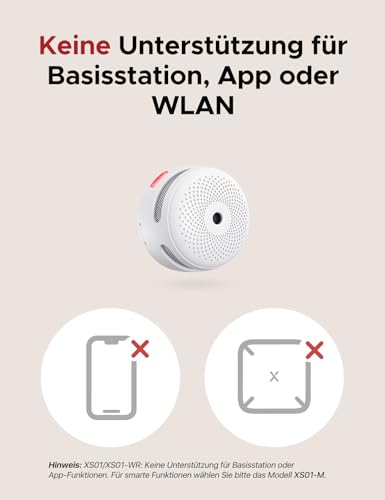 X-Sense Funkvernetzbarer Rauchmelder XS01-WR, Nicht mit Basisstation kompatibel, vernetzter...
