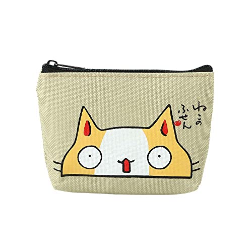 Carteiras femininas elegantes e pequenas porta-moedas, multifuncional, com estampa de gato, porta-cartões, Amarelo, Bolsa para moedas