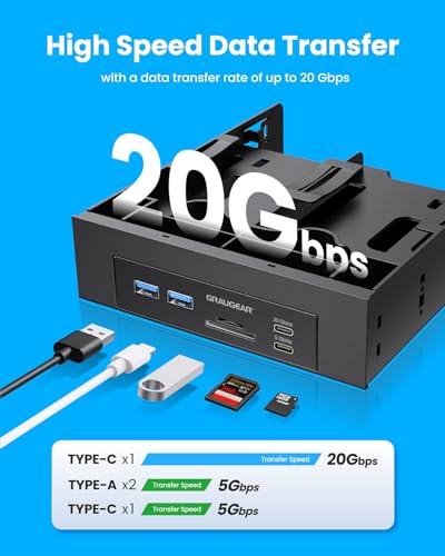 Hub USB avant 5.25 lecteur carte SD microSD double baie SSD 2.5 PC