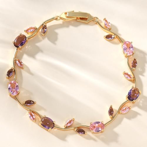 Image of Shining Diva Fashion Tulip Bracelet for Women, Floral Crystal, Anti Tarnish Jewellery Stylish Bracelet Gifts for Girls
