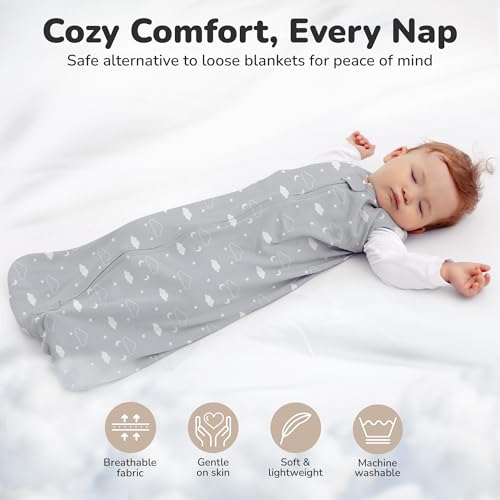 Image of Organic Cotton Baby Wearable Blanket 1.0 TOG Sleep Sack 6-12 Months 1-Pack | Breathable, Lightweight, Soft, 100% Organic Cotton, GOTS & OEKO-TEX Certified, Baby Essential by Mama Cheetah