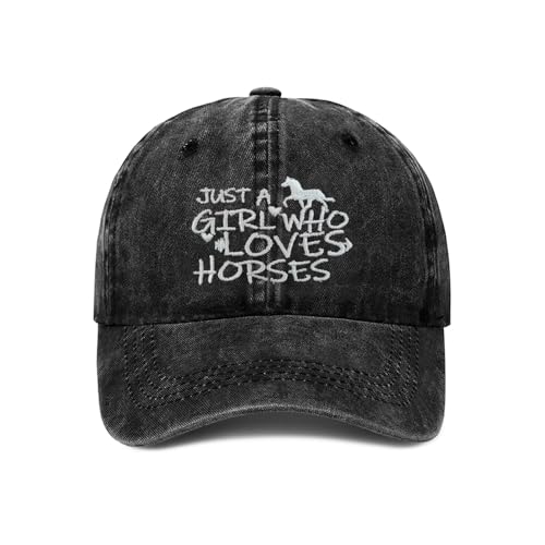 Image of Just Girl Who Loves Horse Hat Baseball Cap for Women Adjustable Trendy Hats Cotton