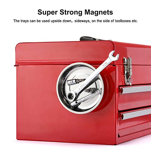 CASOMAN 3-Piece Round Magnetic Trays Set, 3 4 6, Stainless Steel Magnetic Parts Tray Set, Magnetic Tray Holder, For Socket Screw, Nuts, Bolts, Metal Parts, Strong and Durable.