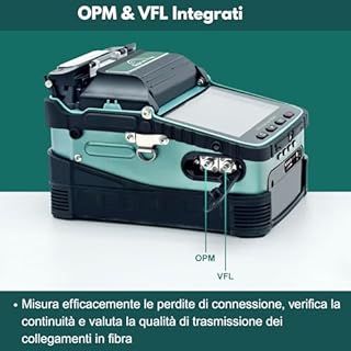 QIIRUN Nuovo Modello AI-6A+ Saldatrice per Fibra Ottica con OPM e VFL Integrati, Kit Giuntatrice Fibra Ottica Automatica a Allineamento del Nucleo con 6 Motori, 8s Fusione 18s Riscaldamento