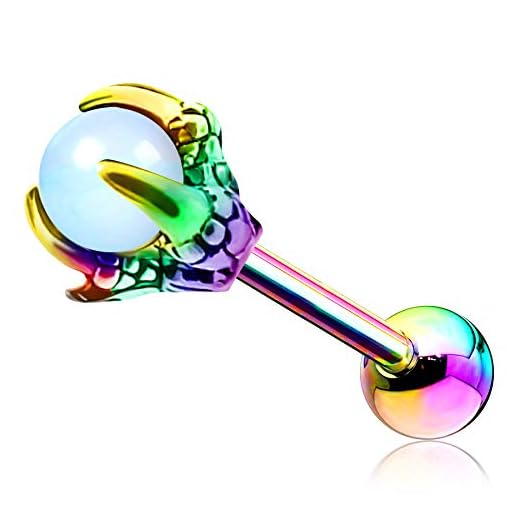 OUFER Body Piercing Helix örhängen drakklor helix knoppar 316L kirurgiskt stål tragus barer naturlig ädelsten helix piercingar tragus stud broskörhänge piercing smycken e rostfritt stål, colore: Regnbåge, cod. CART095 rainbow