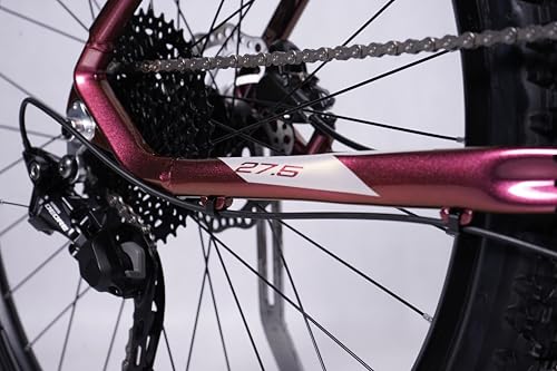 Image of United Detroit 4.2 27.5T Mountain Bike - 10-Speed Shimano Deore, SR Suntour XCM HLO Suspension, Shimano MT200 Hydraulic Disc Brakes - (Prismatic Red)