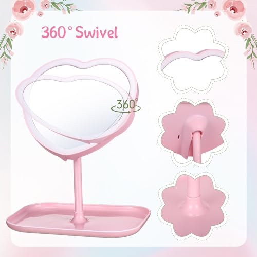 Espejo de Maquillaje en Forma de Corazón Pink 8 Piezas miniatura 2