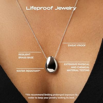 Ana Luisa Pebble Pendant Necklace for Women - 14K Gold Plated and Silver Rhodium Plated Trendy Teardrop Necklace with Lobster Clasp - Hypoallergenic, Water-Resistant, Tarnish-Free Jewelry