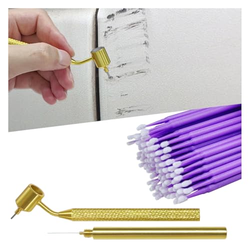 KPFILEH 100PCS 0.5 mm Touch Up Paint Brushes, Fine Line Fluid Writer Paint Applicator Pen Disposable Micro Applicators, Detailing Fluid Writer Tool Kit for Rock Chips and Scratch Repair (Gold)