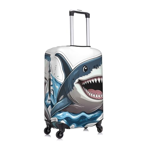Shark In The Sea Elastic Travel Luggage Cover, Washable Spandex Suitcase Protector, Anti-Scratch Fits 18-32 Inch3